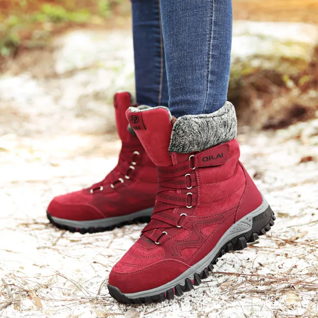 Women Ankle Boots Winter Shoes Woman Snow Boots Mother Warm Shoes Lace Up Red - Shop at LoveMi