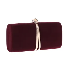 Ou Meimei holding a hard box small square bag dinner bag - Maroon - View 1
