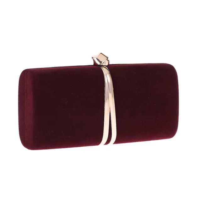 Ou Meimei holding a hard box small square bag dinner bag Maroon - Shop at LoveMi