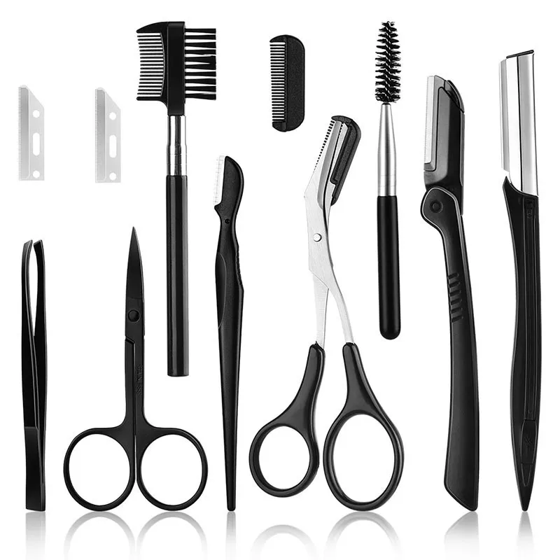 Eyebrow Trimming Knife Small Tool Set Stainless Steel - Q11Pcs Set