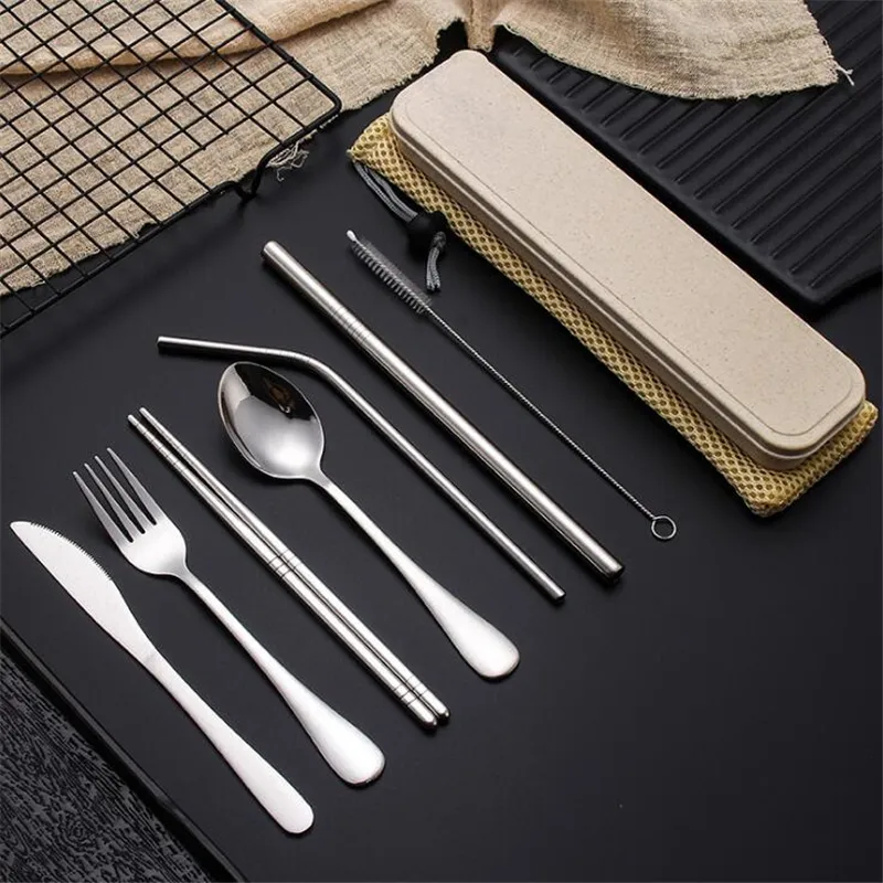 Stainless steel portable tableware - Beige