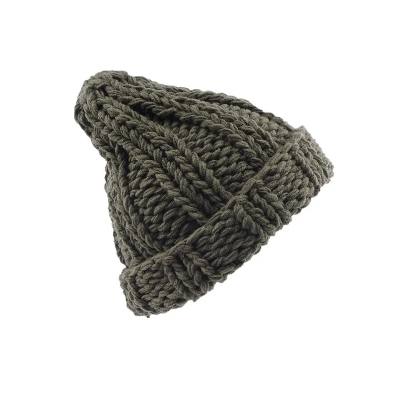 Ladies Knitted Hat Keeps Warm In Winter Solid Color - Army Green