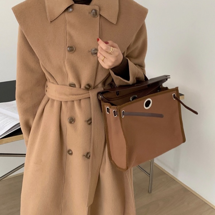 Mid-Length Double-Sided Woolen Coat With Waist Coat