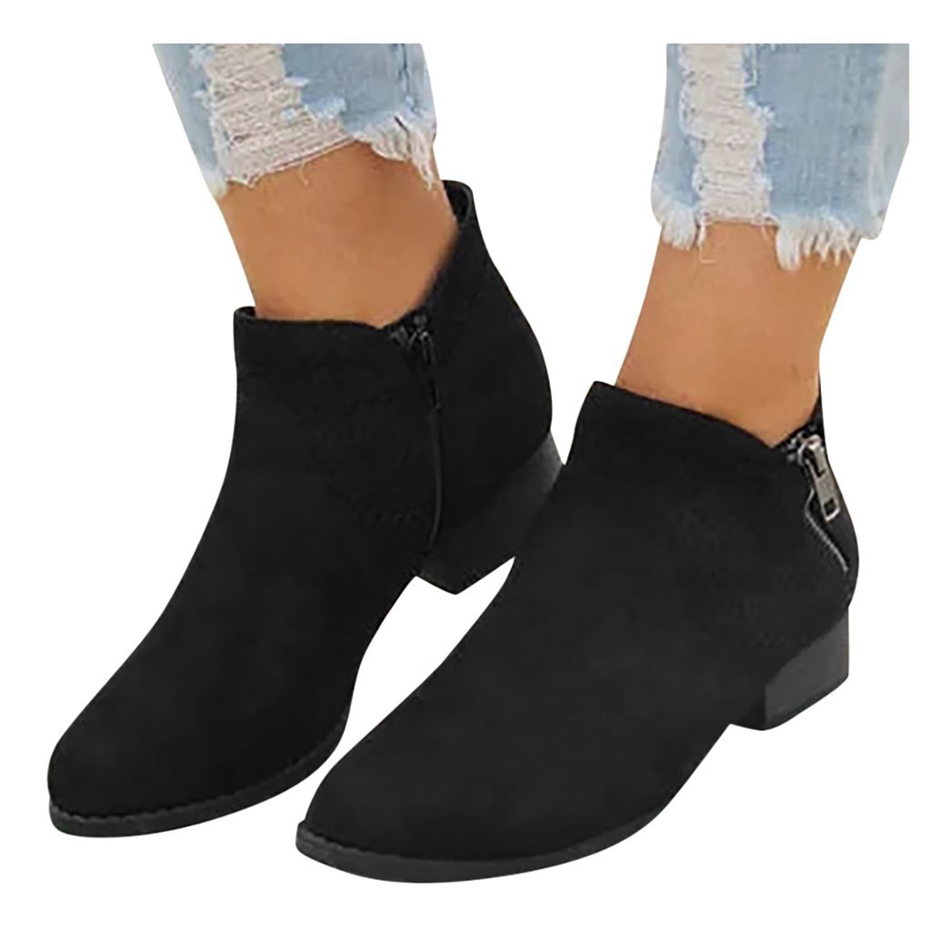 Women's plus size hollow thick heel Martin boots