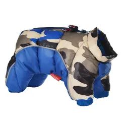 Dog cold four legged cotton jacket - Dark Blue - View 1