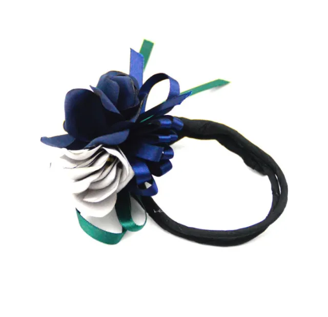 Bun Hair Half Bun Pearl Flower Hair Plate Hair Elastic Korean Styling Headdress Hair Accessories Navy Blue + Gray - Shop at LoveMi