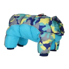 Dog cold four legged cotton jacket - Light Blue - View 1