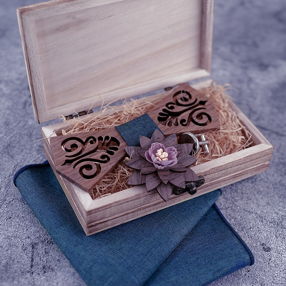 Solid Wood Black Walnut Hollow Bow Tie Suit