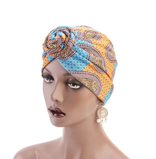 Ethnic wind swirl knotted turban hat Orange A - Shop at LoveMi