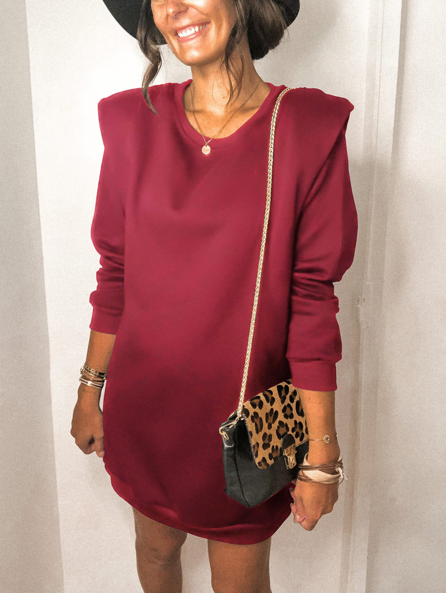 Long sleeve padded dress