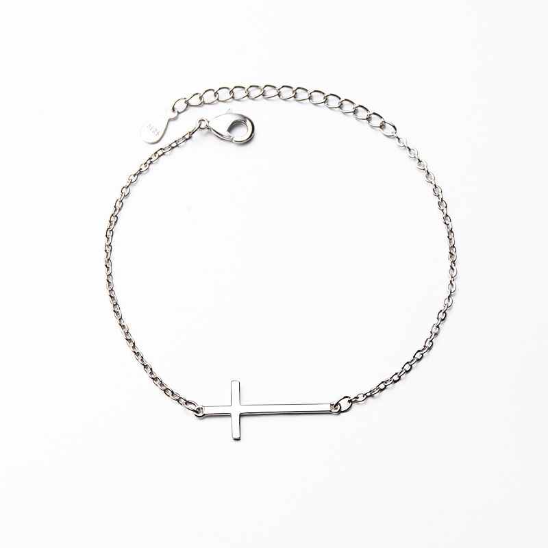 Simple Slender Bracelet With  Plated Cross