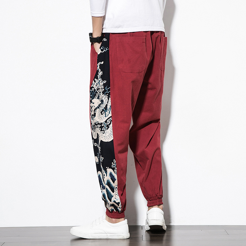 Youth cotton and linen loose cropped trousers