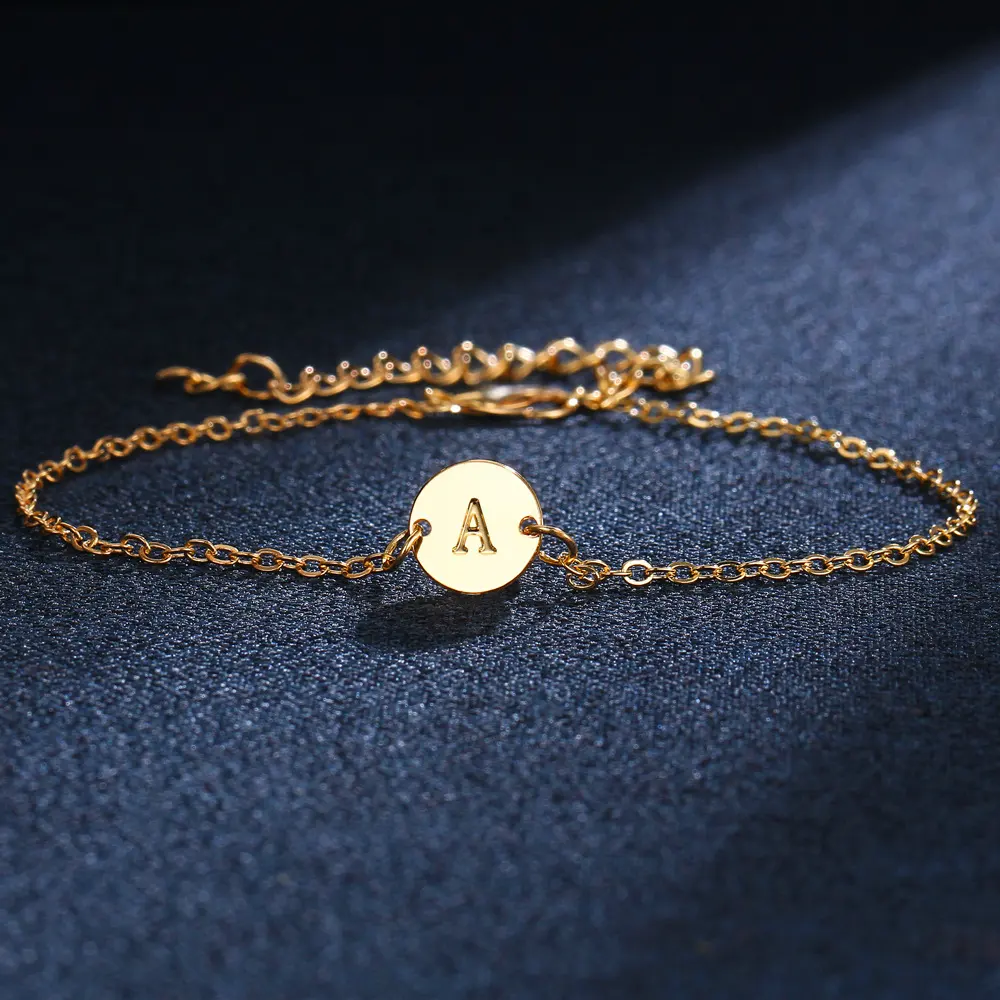 Fashion Jewelry Adjustable Gold Color Alloy Letter Bracelets Bangles
