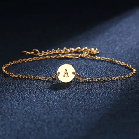 Fashion Jewelry Adjustable Gold Color Alloy Letter Bracelets Bangles