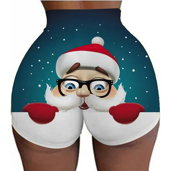 Women's Christmas sports legging shorts hip lifting yoga pants plus size - Shop at LoveMi