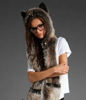European and American fur hat winter female animal hat imitation rabbit fur grass cartoon cap with scarf Hare Coat Color - Shop at LoveMi
