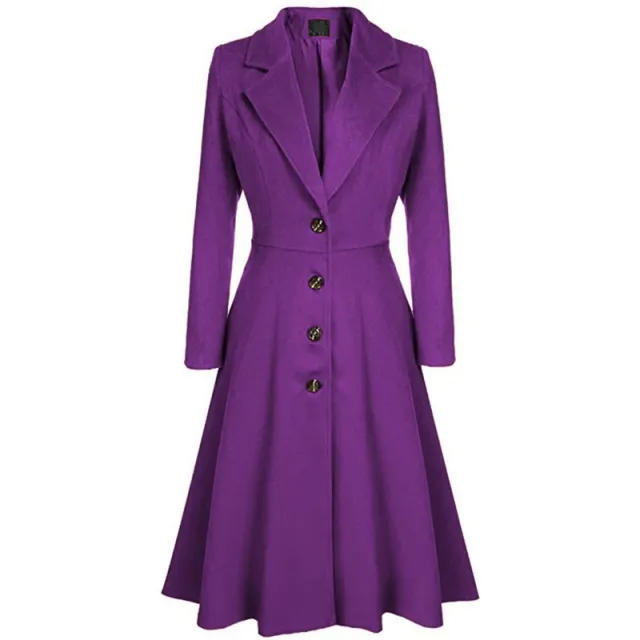 Women's long sleeved woolen coat Purple - Shop at LoveMi