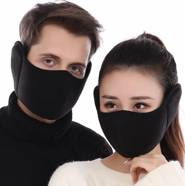 Masks for men and women winter all inclusive breathable fashion personality Korean version of the cold warm earmuffs A608 (Black) Velvet - Shop at LoveMi