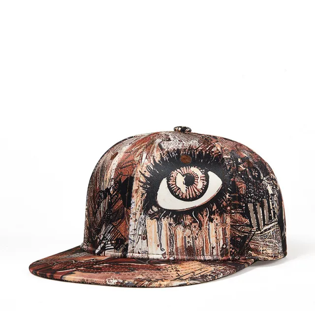 Foreign Trade Trend New Hat Female 3D Graffiti Flat Edge Hip Hop Hat Brown - Shop at LoveMi