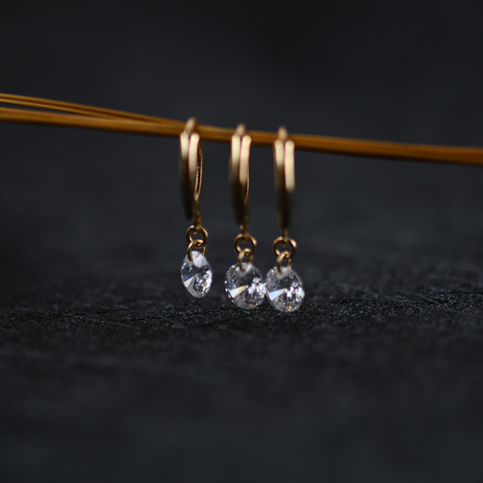 Temperamental style ring flash diamond earrings