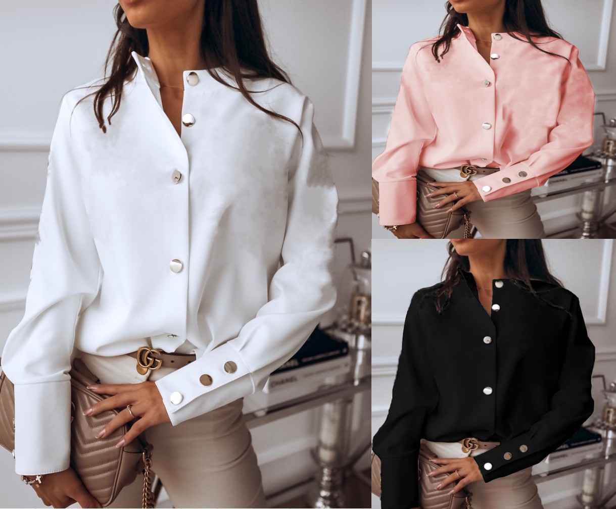 Lady Small Stand Collar Long Sleeve Shirt