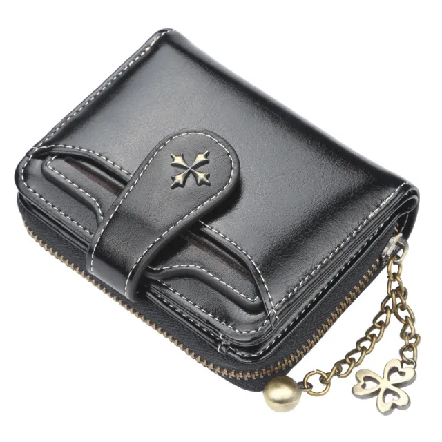 Ladies wallet tassel zipper buckle Black - Shop at LoveMi