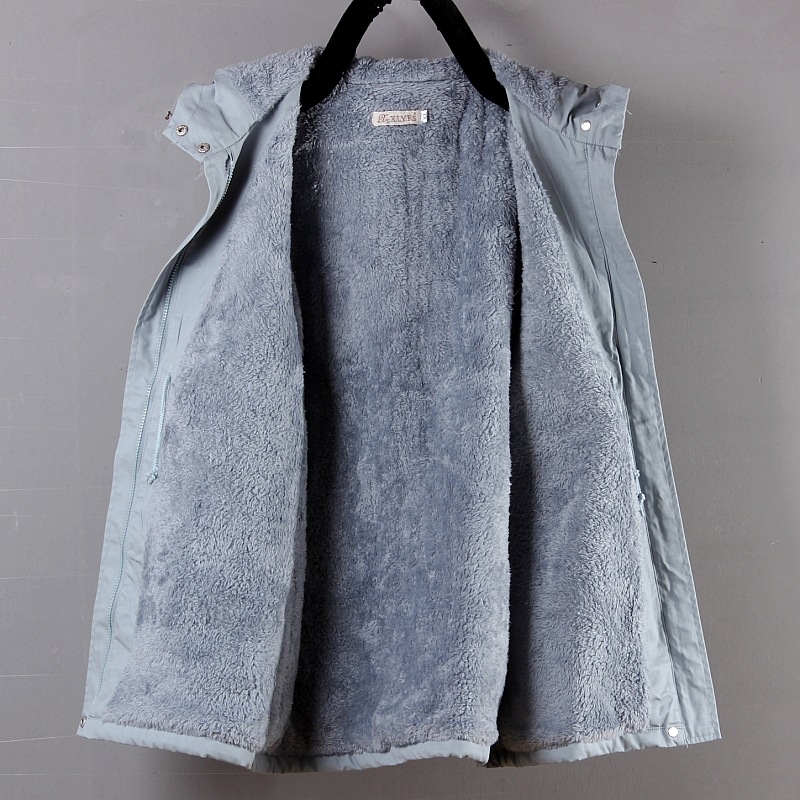 Women's Mid-Length Plus Velvet Thick Plus Size Loose Hooded Cotton Jacket