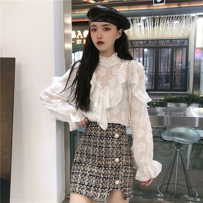 Lace chiffon small shirt