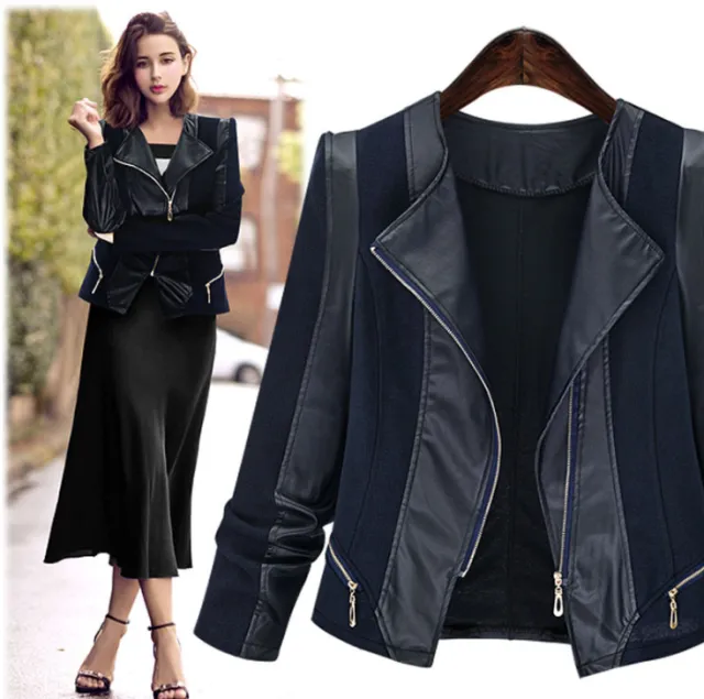 Europe and the United States large size fashion Pu short jacket Plus Size sister was thin leather jacket - Shop at LoveMi