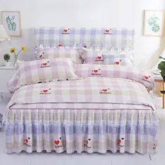 Thickened brushed lace bed skirt lace bedding - Pinxin Purple - View 1