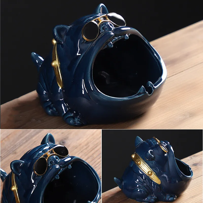Cartoon Dog Ceramic Ashtray - Blue B