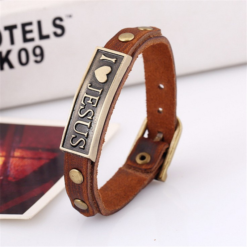 Vintage alloy cowhide bracelet