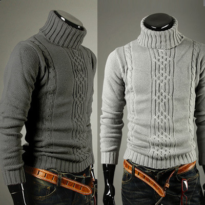 Twisted men's turtleneck sweater