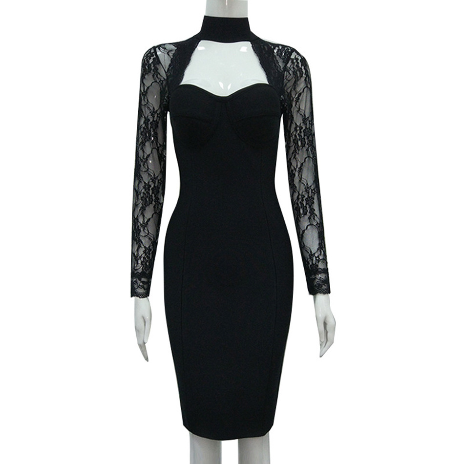 Temperament Lace Sleeve Collar Dress