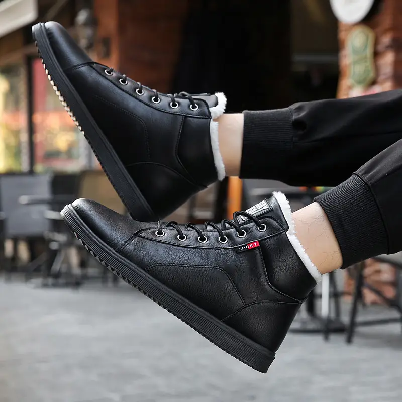 Men's cotton boots plus velvet warm mid-cut shoes men's Martin boots