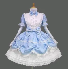 Dress court retro lace gothic coslpay dress fluffy sleeve dress - Blue - View 1