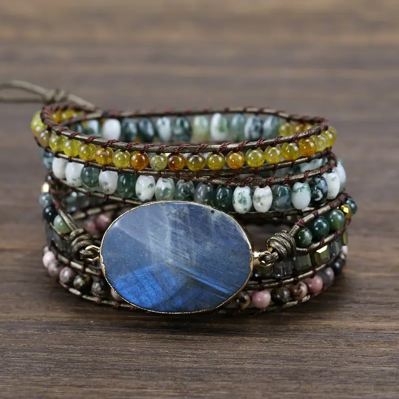 Stretch Stone Hand Woven Multilayer Leather Bracelet