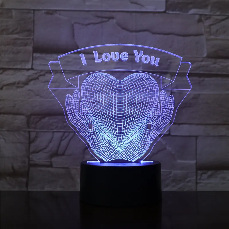 Valentines Day Gift Hands Holding Love 3D Night Light – image 6