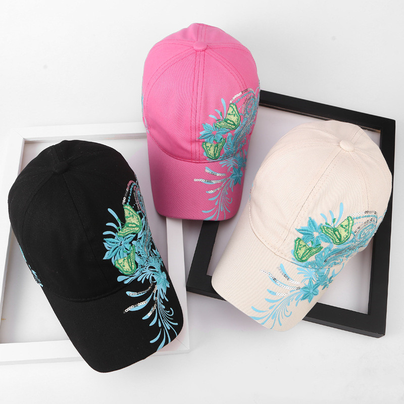 Korean Sequin Embroidery Baseball Cap Lip print