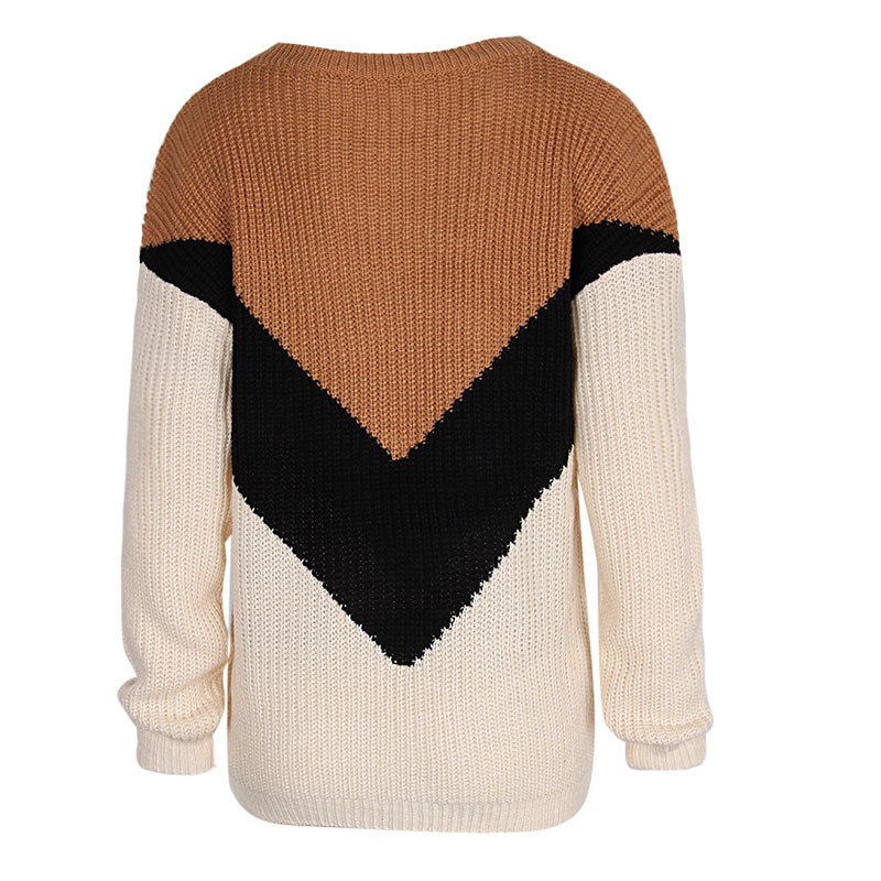 Striped irregular crew neck sweater