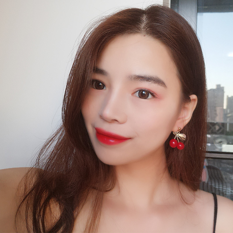 Little Cherry Literature Red Temperament Earrings
