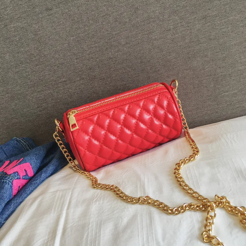 Chain small fragrant pu shoulder messenger bag - Red