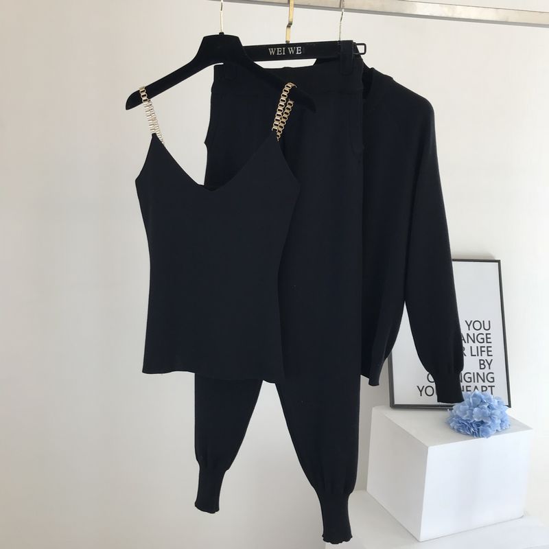 Jacket + small foot elastic pants three-piece set