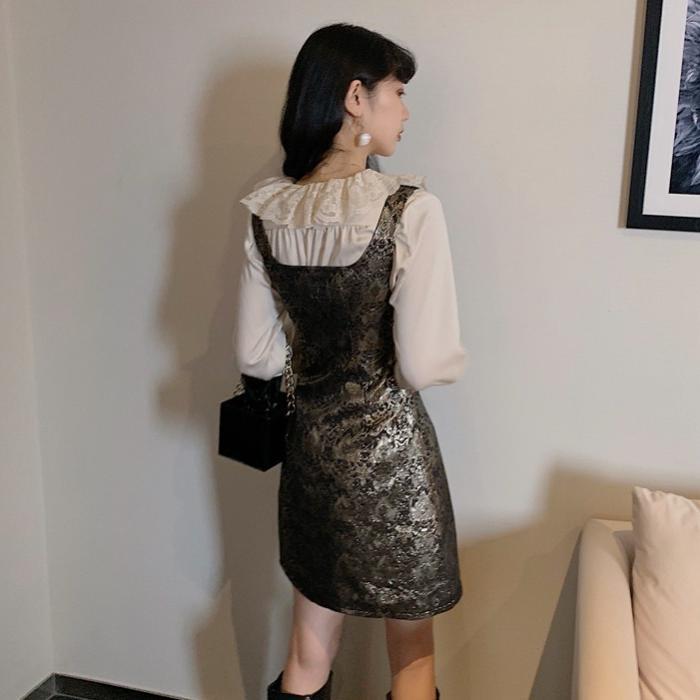 Suit Western Goddess Retro French High Waist Dress Two-piece Fall Winter