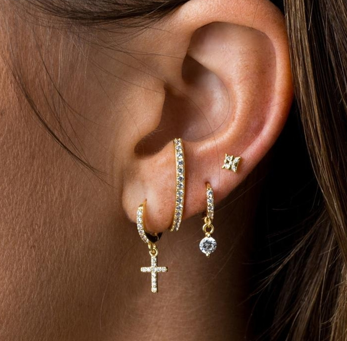 Cross zircon earrings