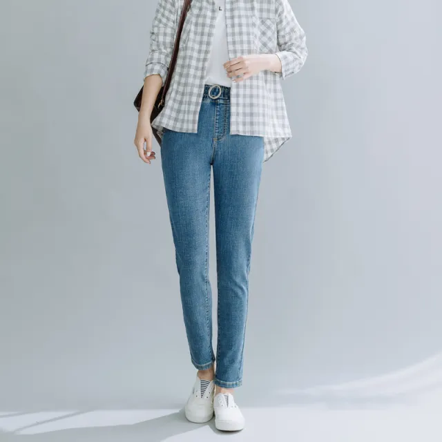 Women's New Loose All Match Elastic Feet Pants Blue - Shop at LoveMi