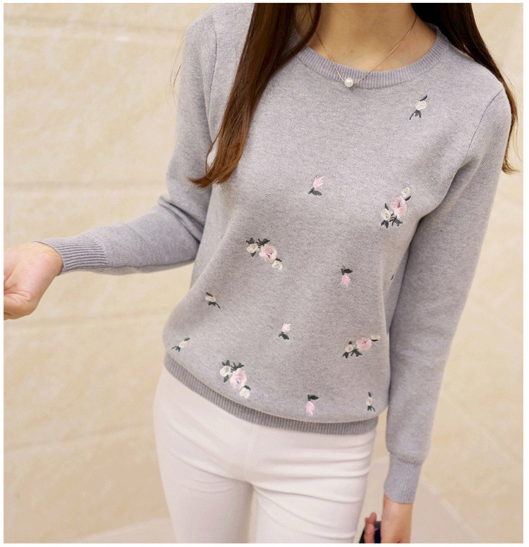 Plum embroidery base sweater