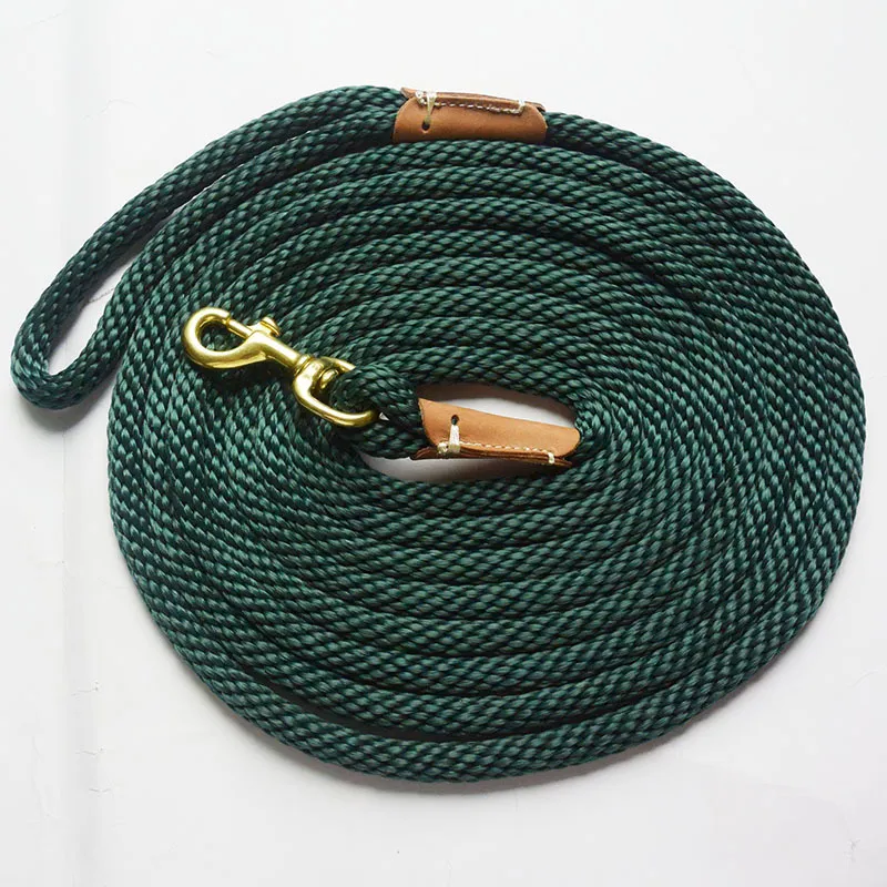Pet leather nylon traction rope - Green