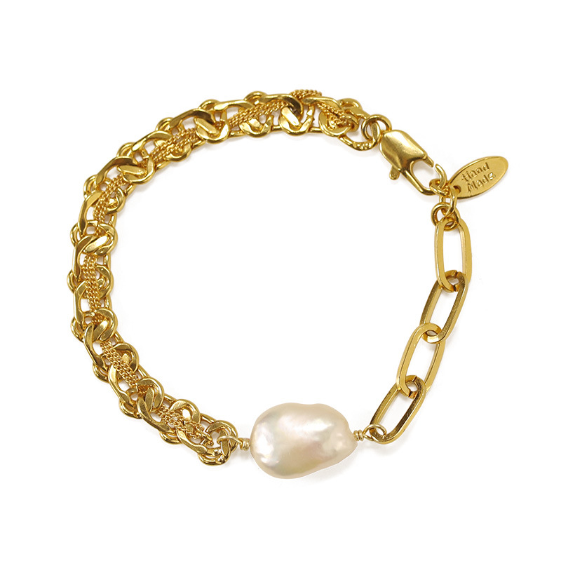 Chain stitching pearl bracelet