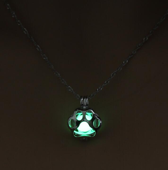 Paw Glow in The Dark Necklce Green - Shop at LoveMi